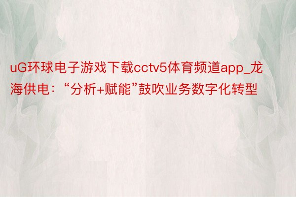 uG环球电子游戏下载cctv5体育频道app_龙海供电：“分析+赋能”鼓吹业务数字化转型