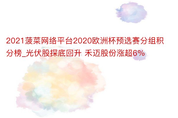 2021菠菜网络平台2020欧洲杯预选赛分组积分榜_光伏股探底回升 禾迈股份涨超6%